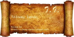 Tolnay Ignác névjegykártya